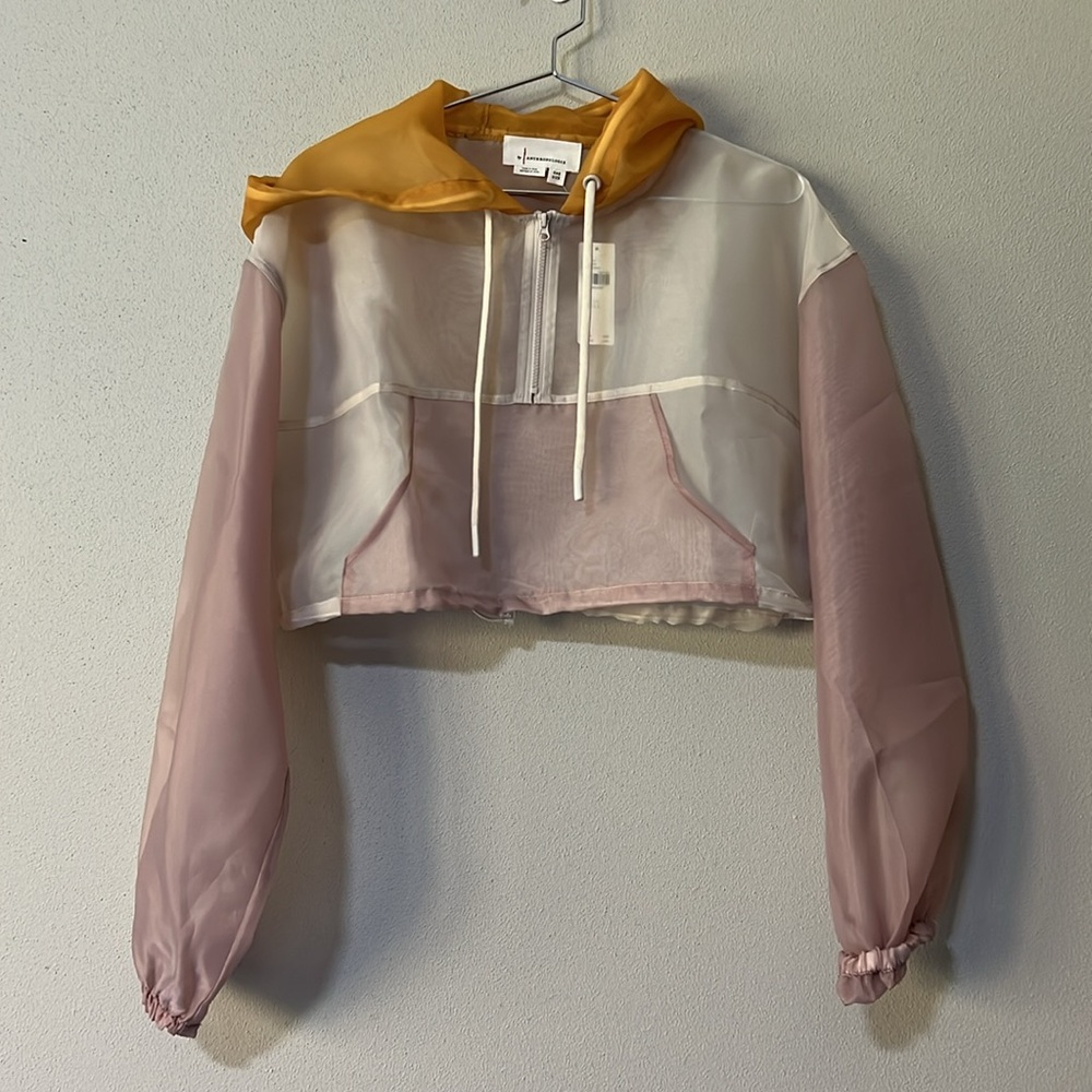 Sporty Sheer Cropped Hoodie via ANTHROPOLOGIE - Picture 2 of 9